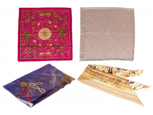 Collection Of Four Colorful Scarves