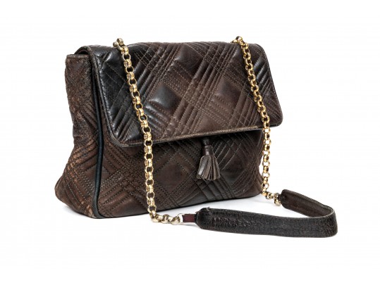 Bruno Magli Brown Quilted Leather Shoulder Bag
