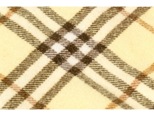 Burberry Cheerful Yellow And Brown Plaid Cashmere Scarf, Fringed Sides