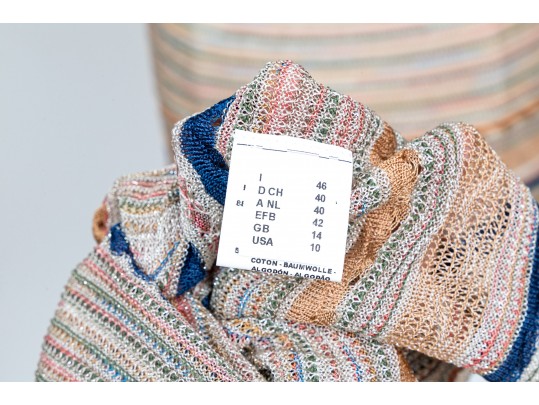 Missoni Pretty Drawstring Tank Top And Matching Cardigan Sweater Set, Size 10