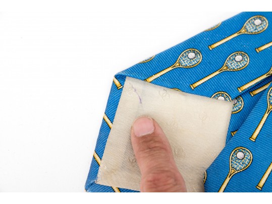 Lot Of Three Assorted Silk Neckties, Chanel And Gucci, Blue Tones