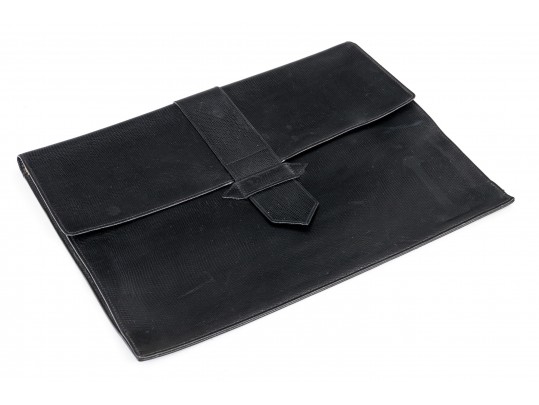 Bergdorf Goodman Handsome Black Leather Portfolio Envelope