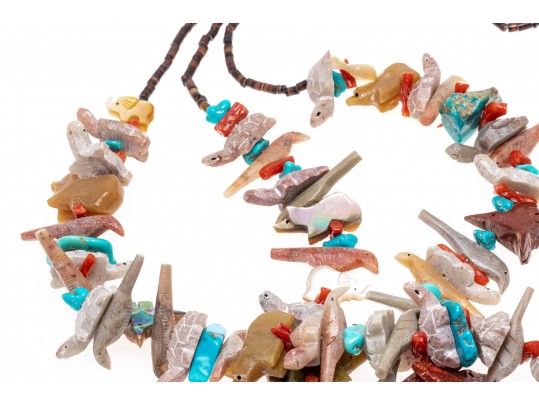 Carved Hard Stone Animal And Sterling Necklace