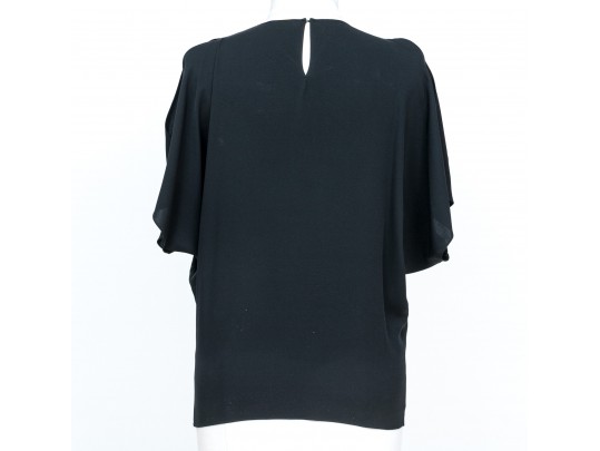 Saint Laurent, Paris, Black Short Sleeved Blouse