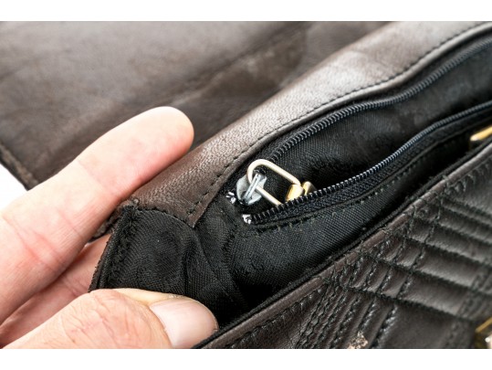 Bruno Magli Brown Quilted Leather Shoulder Bag