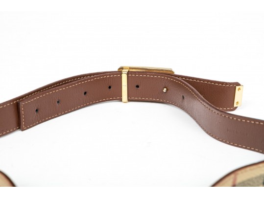 Burberry Classic Plaid Leather Belt With Clamp Buckle Closure, 30/75