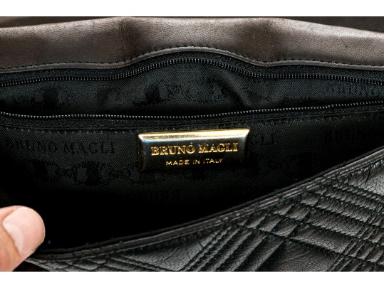 Bruno Magli Brown Quilted Leather Shoulder Bag