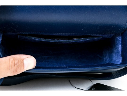 Yves St. Laurent Lovely Blue Marine Monogrammed Front Shoulder Bag, $1219- Retail