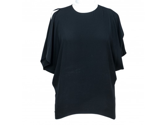 Saint Laurent, Paris, Black Short Sleeved Blouse