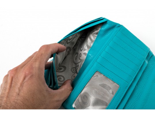 Lot Of Two Brighton Leather Wallets, Black And Turquoise