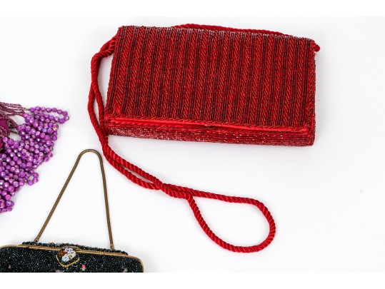 Lot Of Three Fun Beaded Vintage Bags