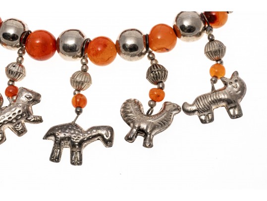 Carnelian And Coral Strung Beaded Necklaces