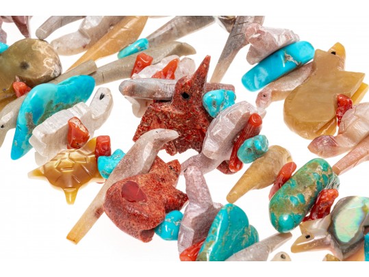 Carved Hard Stone Animal And Sterling Necklace