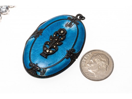 Group Of Sterling Silver Jewelry, Necklace, Brooches, Earrings, Ring And Locket