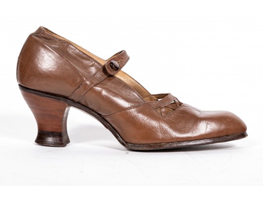 Pair Of 1920's Ladies Brown Leather Heels