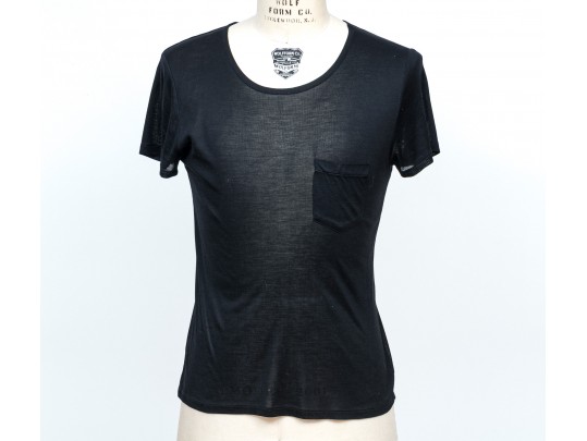 Saint Laurent Black Short Sleeved One Pocket T-shirt, Size M