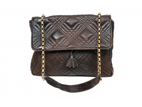 Bruno Magli Brown Quilted Leather Shoulder Bag