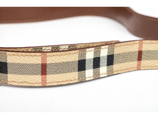 Burberry Classic Plaid Leather Belt With Clamp Buckle Closure, 30/75