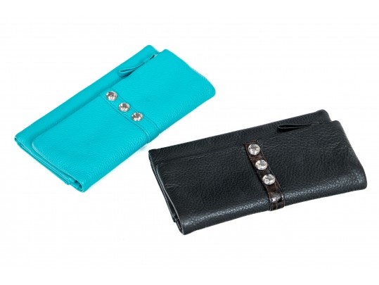 Lot Of Two Brighton Leather Wallets, Black And Turquoise