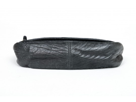 Cole Haan Pebbled Black Leather Flap Bag, Zip Pockets