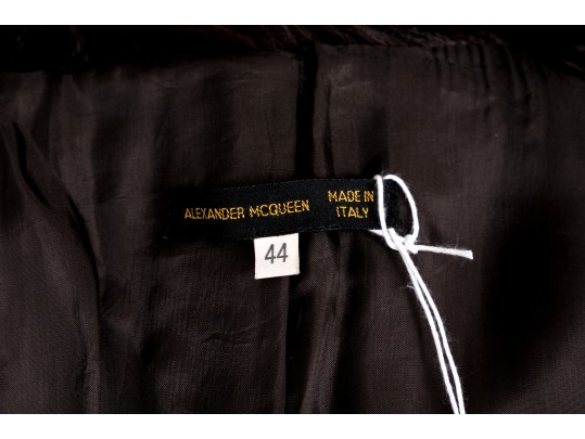 Brown Patcwork Leather Alexander McQueen Coat With Fur Collar