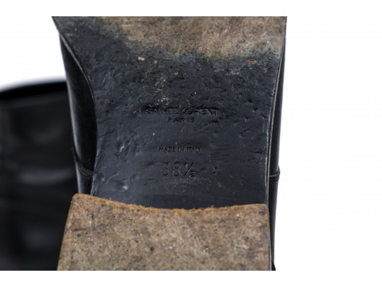 Saint Laurent Lot Of Three Black Leather Boots, Sizes 38 To 38 1/2, See Conditions