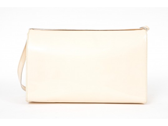 Ferragamo Handsome Ivory Patent Leather Shoulder Bag*