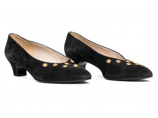 Chanel Black Studded Kitten Heels