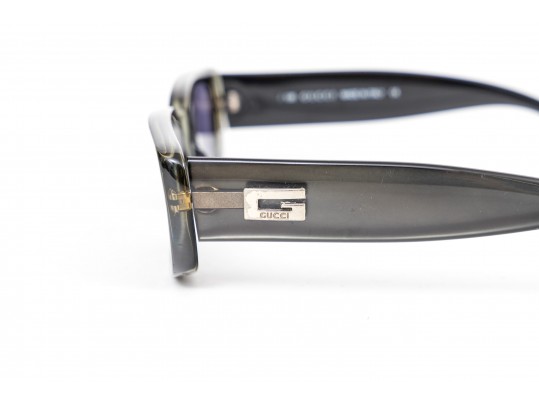 Gucci Elegant Greyish Green/brownish Purple Acrylic Sunglasses, With Case