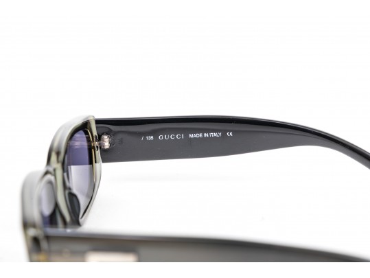 Gucci Elegant Greyish Green/brownish Purple Acrylic Sunglasses, With Case