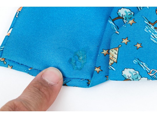 Lot Of Two Assorted Silk Neckties By Hermes, Blue And Yellow Gold Tones