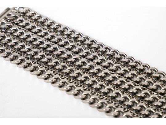 Saint Laurent, Paris Fabulous Ultra Wide Steel Curb Link Chain Bracelet**
