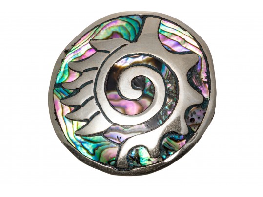 Bear Inlay Belt Buckles, Howlite Necklace And Abalone Brooch/ Pendant