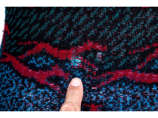 Missoni Vintage Knit Red And Blue Turtleneck, See Conditions