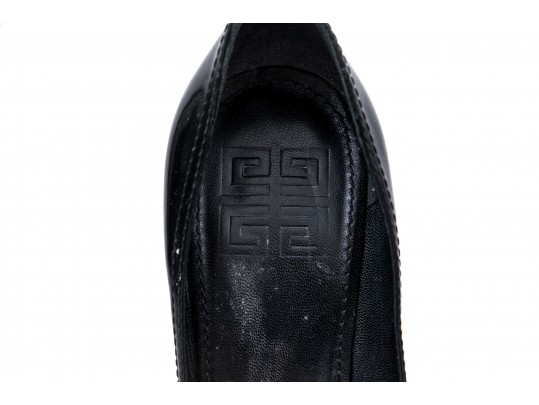 Givenchy Wonderful Black Patent Leather Peep Toe Stiletto Pumps, Size 37 1/2