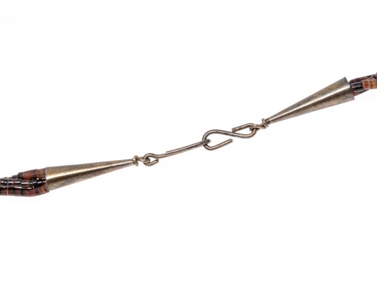 Carved Hard Stone Animal And Sterling Necklace