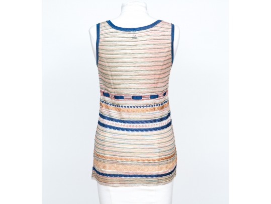 Missoni Pretty Drawstring Tank Top And Matching Cardigan Sweater Set, Size 10