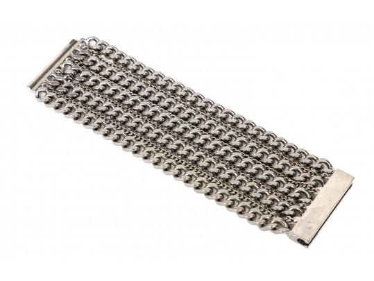 Saint Laurent, Paris Fabulous Ultra Wide Steel Curb Link Chain Bracelet**