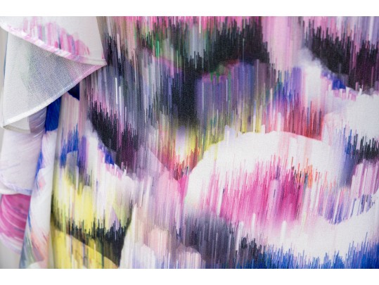 Belle By Badgley Mischka Pretty Colorful High Low Dress, Size 8