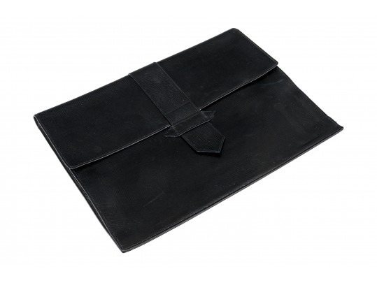 Bergdorf Goodman Handsome Black Leather Portfolio Envelope