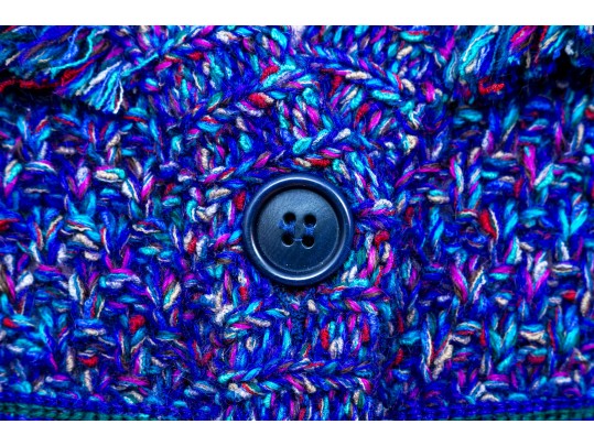 Missoni Funky Vintage Blue Knit And Fringed Cardigan Sweater