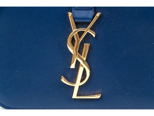 Yves St. Laurent Lovely Blue Marine Monogrammed Front Shoulder Bag, $1219- Retail