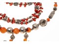 Carnelian And Coral Strung Beaded Necklaces