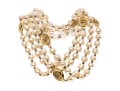 Chanel Faux Pearl And Strung Eternity Necklace With Logo Beads