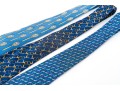 Lot Of Three Assorted Silk Neckties, Chanel And Gucci, Blue Tones