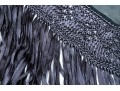 Lovely Grey Suede And Woven Large Triangular Shawl, Fringed, OSFA