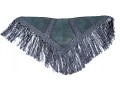 Lovely Grey Suede And Woven Large Triangular Shawl, Fringed, OSFA