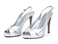 Sergio Rossi Fabulous Silver Metallic Peep Toe Slingbacks, Size 37