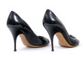 Givenchy Wonderful Black Patent Leather Peep Toe Stiletto Pumps, Size 37 1/2