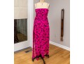 Miss O By Oscar De La Renta Lovely Fuchsia And Black Silk Long Dress, Size 10